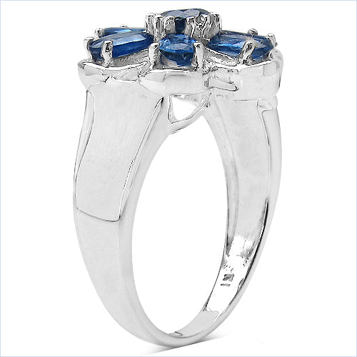 2.43 Carat Genuine Blue Sapphire .925 Sterling Silver Ring Bids.com