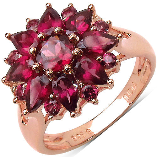 3.01 Carat Genuine Rhodolite .925 Sterling Silver Ring Bids.com