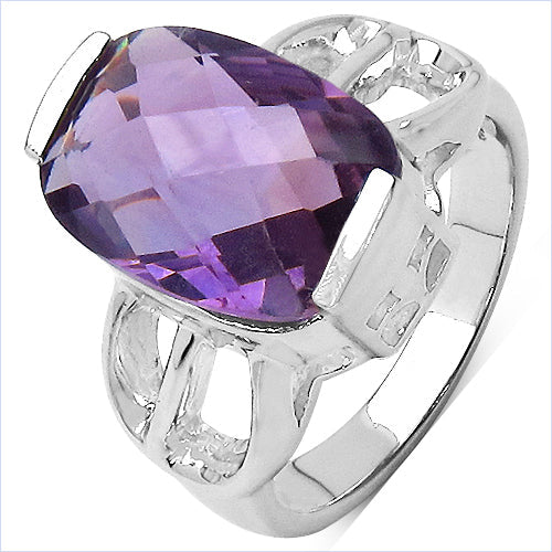 6.50 Carat Genuine Amethyst .925 Sterling Silver Ring Bids.com