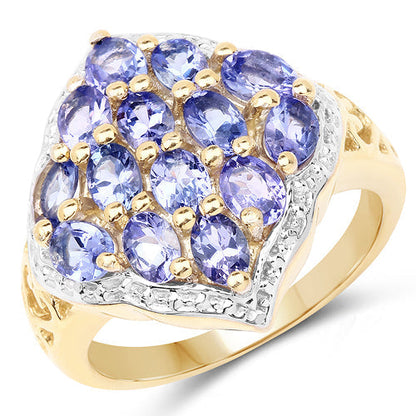 14K Yellow Gold Plated 2.38 Carat Genuine Tanzanite .925 Sterling Silver Ring Bids.com