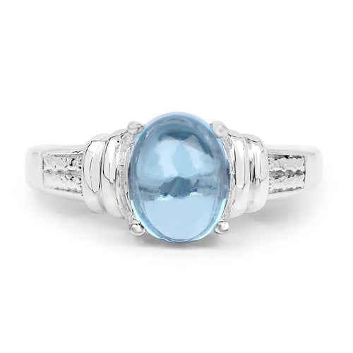 2.10 Carat Genuine Swiss Blue Topaz .925 Sterling Silver Ring Bids.com