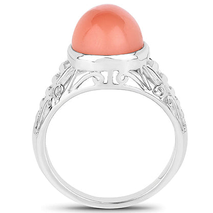 6.00 Carat Genuine Peach Moonstone .925 Sterling Silver Ring Bids.com