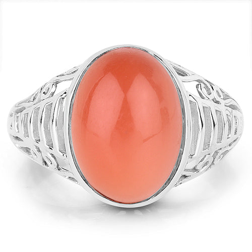 6.00 Carat Genuine Peach Moonstone .925 Sterling Silver Ring Bids.com
