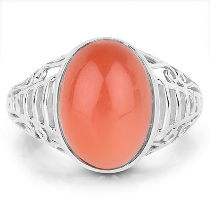 6.00 Carat Genuine Peach Moonstone .925 Sterling Silver Ring Bids.com