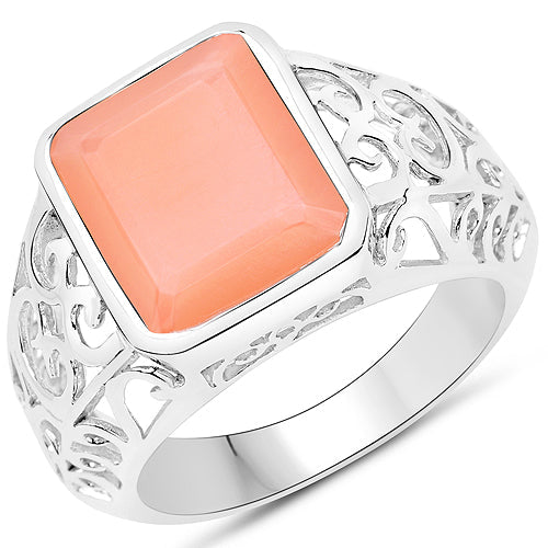 5.75 Carat Genuine Peach Moonstone .925 Sterling Silver Ring Bids.com