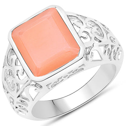 5.75 Carat Genuine Peach Moonstone .925 Sterling Silver Ring Bids.com