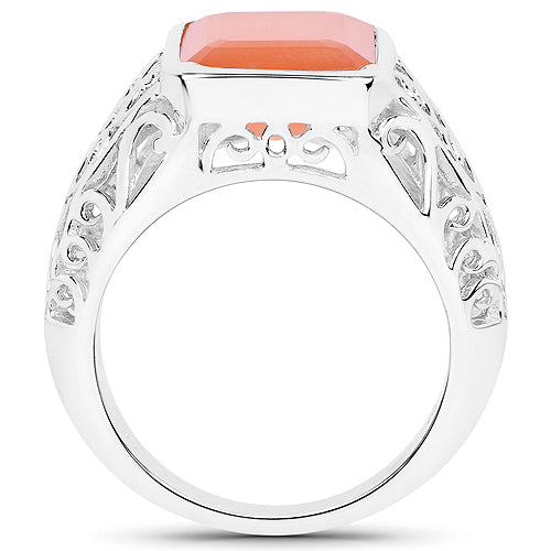 5.75 Carat Genuine Peach Moonstone .925 Sterling Silver Ring Bids.com