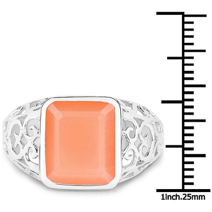 5.75 Carat Genuine Peach Moonstone .925 Sterling Silver Ring Bids.com