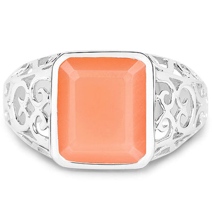 5.75 Carat Genuine Peach Moonstone .925 Sterling Silver Ring Bids.com