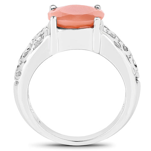 3.30 Carat Genuine Peach Moonstone .925 Sterling Silver Ring Bids.com