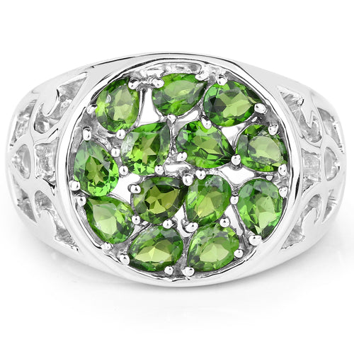 2.21 Carat Genuine Chrome Diopside .925 Sterling Silver Ring Bids.com