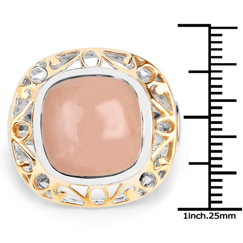 Two Tone Plated 12.80 Carat Genuine Moonstone .925 Sterling Silver Ring Bids.com