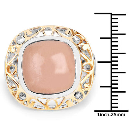 Two Tone Plated 12.80 Carat Genuine Moonstone .925 Sterling Silver Ring Bids.com