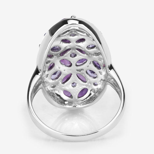 3.13 Carat Genuine Amethyst, Tanzanite and White Topaz .925 Sterling Silver Ring Bids.com