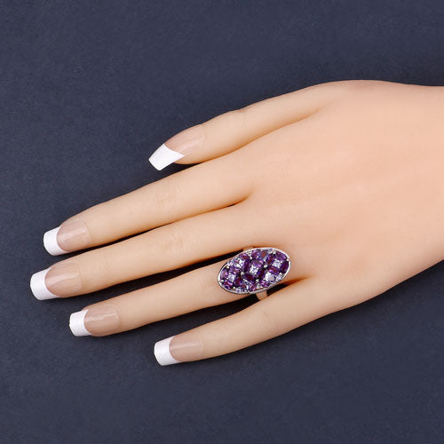 3.13 Carat Genuine Amethyst, Tanzanite and White Topaz .925 Sterling Silver Ring Bids.com
