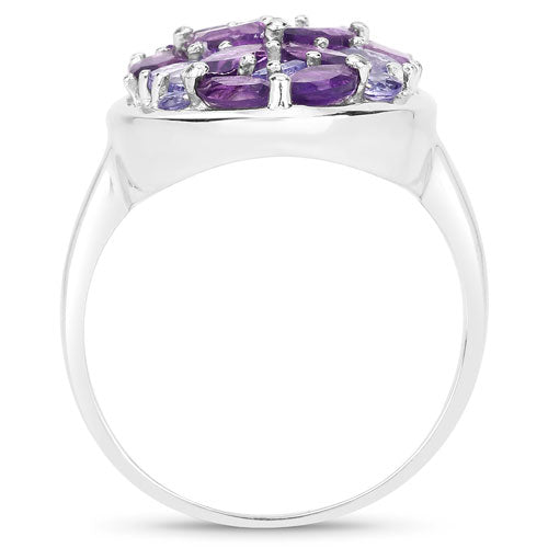 3.13 Carat Genuine Amethyst, Tanzanite and White Topaz .925 Sterling Silver Ring Bids.com