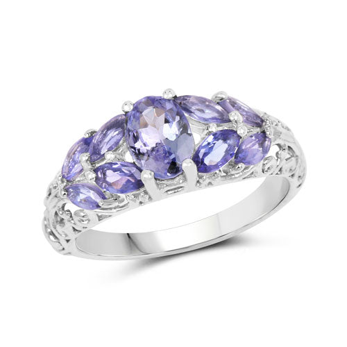 1.63 Carat Genuine Tanzanite .925 Sterling Silver Ring Bids.com