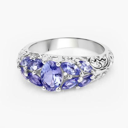 1.63 Carat Genuine Tanzanite .925 Sterling Silver Ring Bids.com