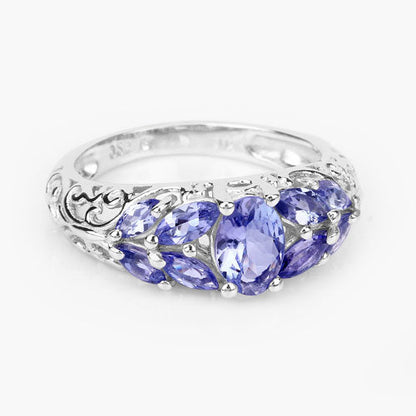 1.63 Carat Genuine Tanzanite .925 Sterling Silver Ring Bids.com