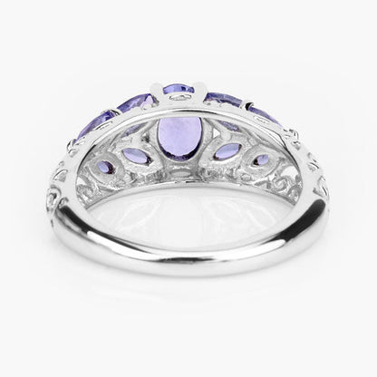 1.63 Carat Genuine Tanzanite .925 Sterling Silver Ring Bids.com