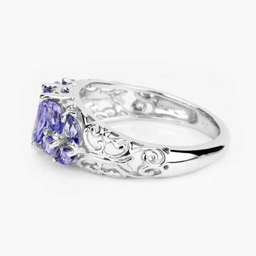1.63 Carat Genuine Tanzanite .925 Sterling Silver Ring Bids.com