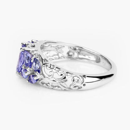 1.63 Carat Genuine Tanzanite .925 Sterling Silver Ring Bids.com