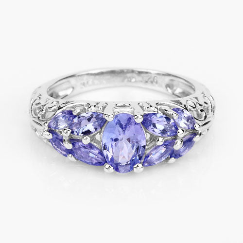 1.63 Carat Genuine Tanzanite .925 Sterling Silver Ring Bids.com
