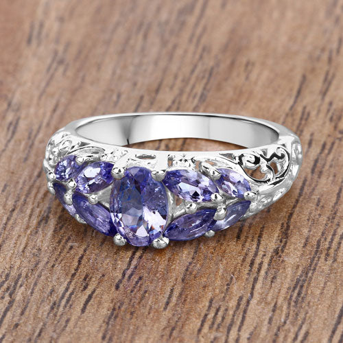 1.63 Carat Genuine Tanzanite .925 Sterling Silver Ring Bids.com