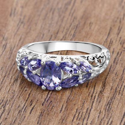 1.63 Carat Genuine Tanzanite .925 Sterling Silver Ring Bids.com