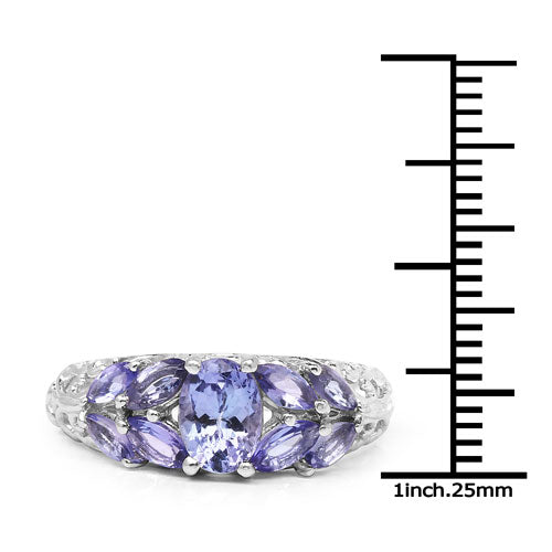 1.63 Carat Genuine Tanzanite .925 Sterling Silver Ring Bids.com