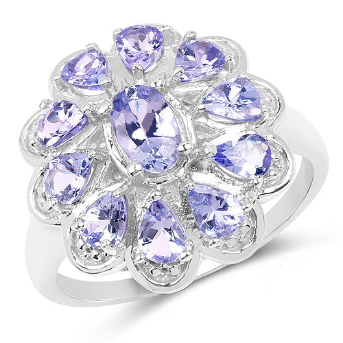 1.84 Carat Genuine Tanzanite .925 Sterling Silver Ring Bids.com