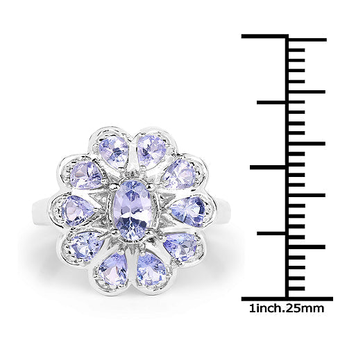 1.84 Carat Genuine Tanzanite .925 Sterling Silver Ring Bids.com