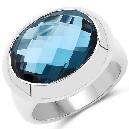 10.25 Carat Genuine London Blue Topaz .925 Sterling Silver Ring Bids.com