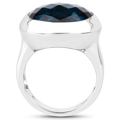 10.25 Carat Genuine London Blue Topaz .925 Sterling Silver Ring Bids.com