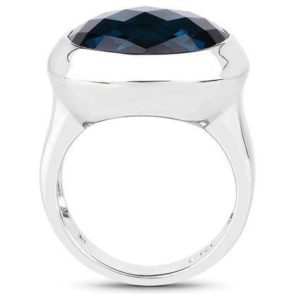 10.25 Carat Genuine London Blue Topaz .925 Sterling Silver Ring Bids.com