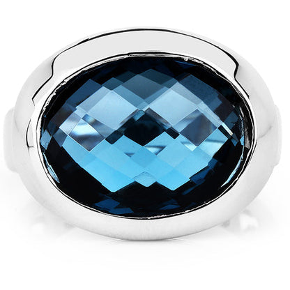 10.25 Carat Genuine London Blue Topaz .925 Sterling Silver Ring Bids.com