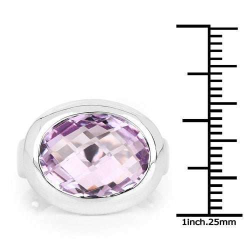 8.00 Carat Genuine Pink Amethyst .925 Sterling Silver Ring Bids.com