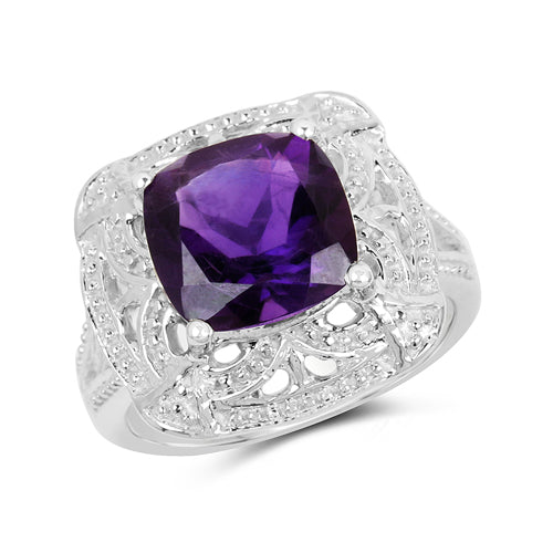 4.35 Carat Genuine Amethyst .925 Sterling Silver Ring Bids.com