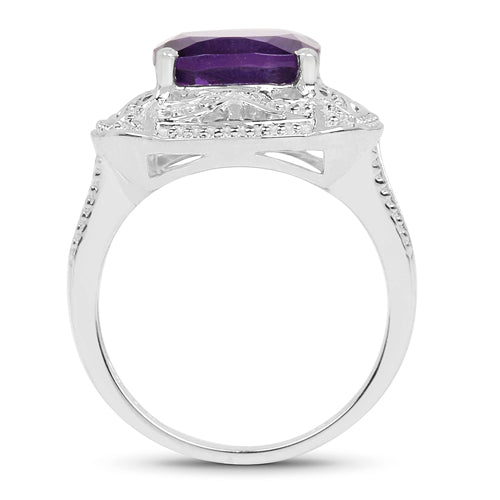 4.35 Carat Genuine Amethyst .925 Sterling Silver Ring Bids.com