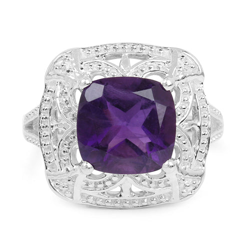 4.35 Carat Genuine Amethyst .925 Sterling Silver Ring Bids.com