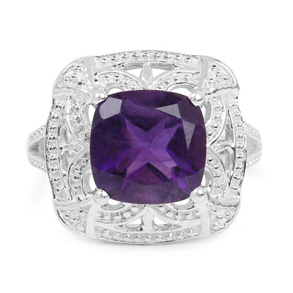 4.35 Carat Genuine Amethyst .925 Sterling Silver Ring Bids.com