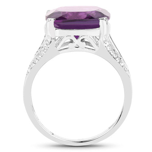 5.99 Carat Genuine Amethyst and White Topaz .925 Sterling Silver Ring Bids.com