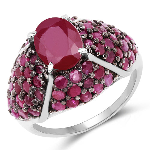 5.15 Carat Genuine Glass Filled Ruby & Ruby .925 Sterling Silver Ring Bids.com