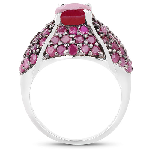 5.15 Carat Genuine Glass Filled Ruby & Ruby .925 Sterling Silver Ring Bids.com