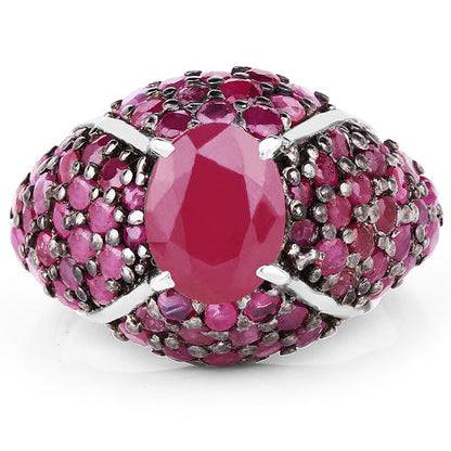 5.15 Carat Genuine Glass Filled Ruby & Ruby .925 Sterling Silver Ring Bids.com