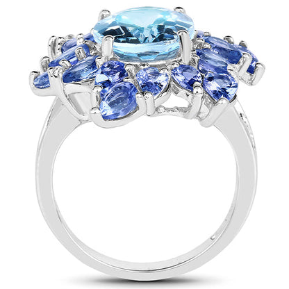 6.52 Carat Genuine Blue Topaz & Tanzanite .925 Sterling Silver Ring Bids.com