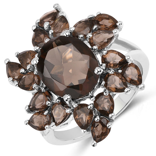 5.69 Carat Genuine Smoky Quartz .925 Sterling Silver Ring Bids.com