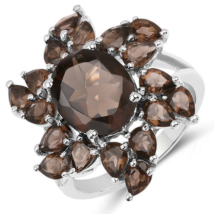 5.69 Carat Genuine Smoky Quartz .925 Sterling Silver Ring Bids.com