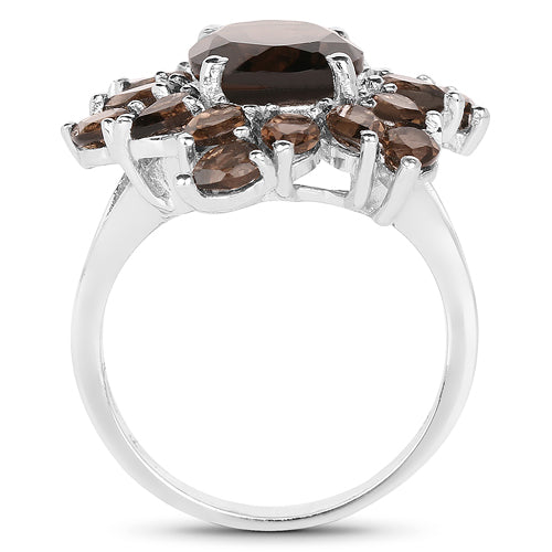 5.69 Carat Genuine Smoky Quartz .925 Sterling Silver Ring Bids.com
