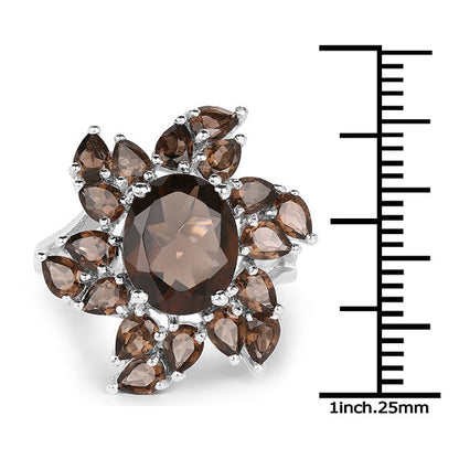 5.69 Carat Genuine Smoky Quartz .925 Sterling Silver Ring Bids.com